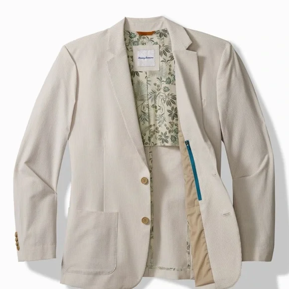 Tommy Bahama Linen Preppy Coastal KhakiJacket Blazer Sports Double Vented Medium